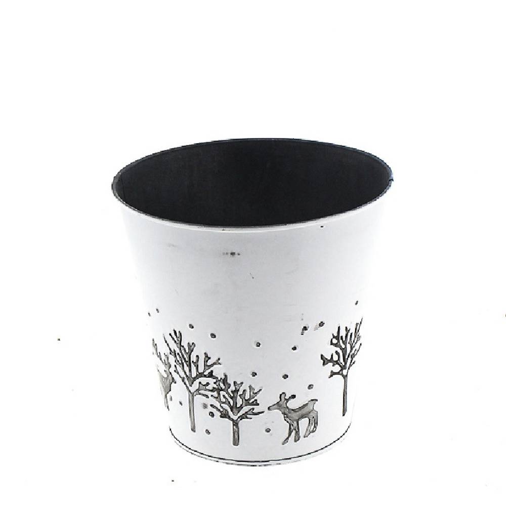 Zink Übertopf Winter weiss D16cm H15cm 