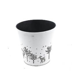 Zink Übertopf Winter weiss D16cm H15cm 