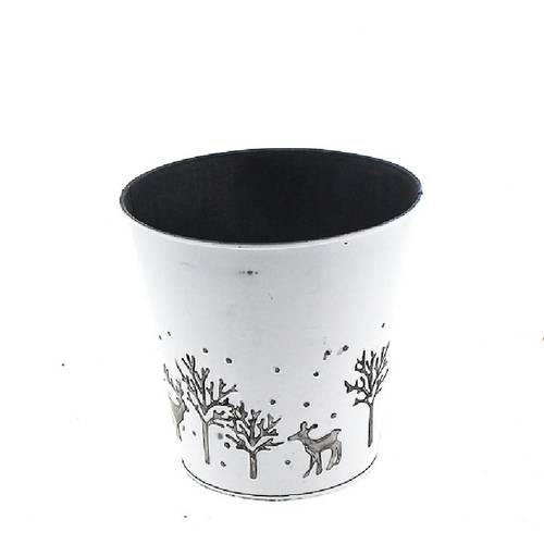 Zink Übertopf Winter weiss D16cm H15cm 