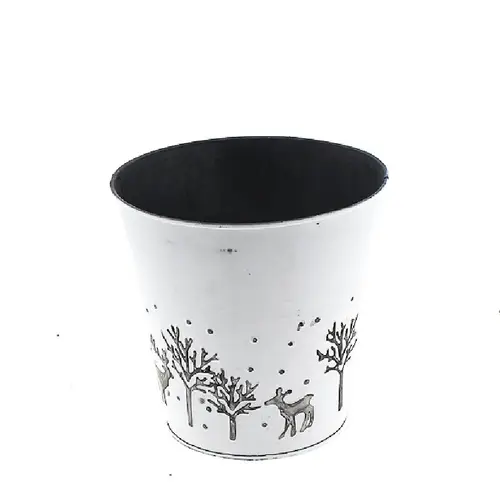Zink Übertopf Winter weiss D16cm H15cm 