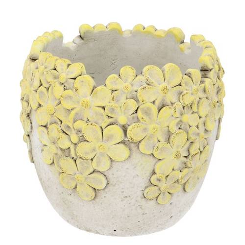 Beton Übertopf Dante Bloom gelb 20x20x17cm