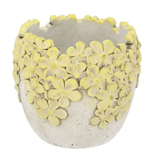 Beton Übertopf Dante Bloom gelb 20x20x17cm