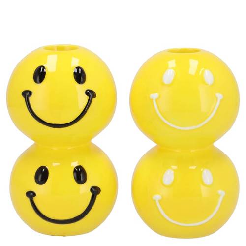 Kerzenständer Smiley mix gelb 07x07x12cm
