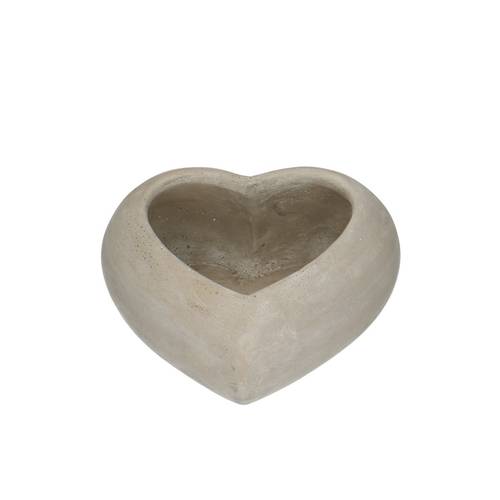 Keramik Stein Übertopf Herz grau D19x12x08cm