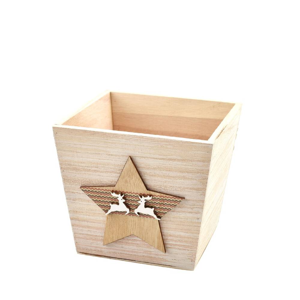 Holz Übertopf Stern D13cm H12cm