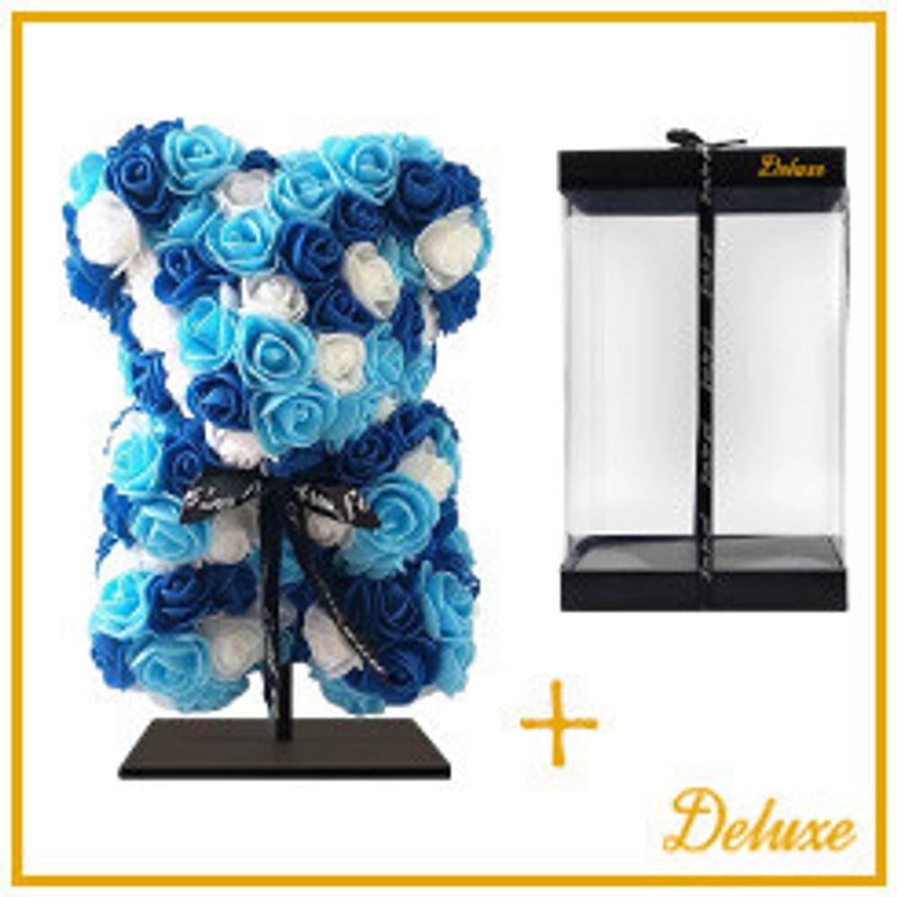 Foam Bär Rosen blau mix +Standard 25cm