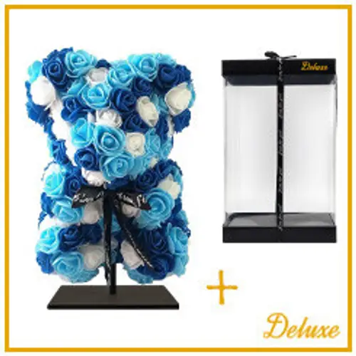 Foam Bär Rosen blau mix +Standard 25cm