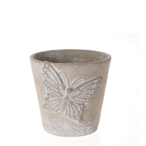 Keramik Übertopf Schmetterling grau D11cm H11cm