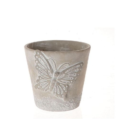 Keramik Übertopf Schmetterling grau D11cm H11cm