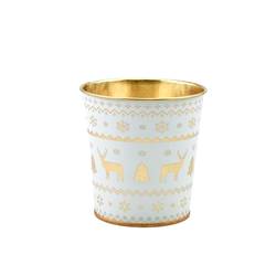 Zink Übertopf Osna weiss/gold D10cm H10cm