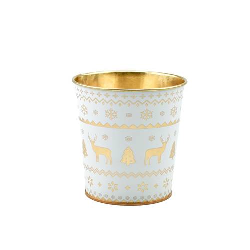 Zink Übertopf Osna weiss/gold D10cm H10cm
