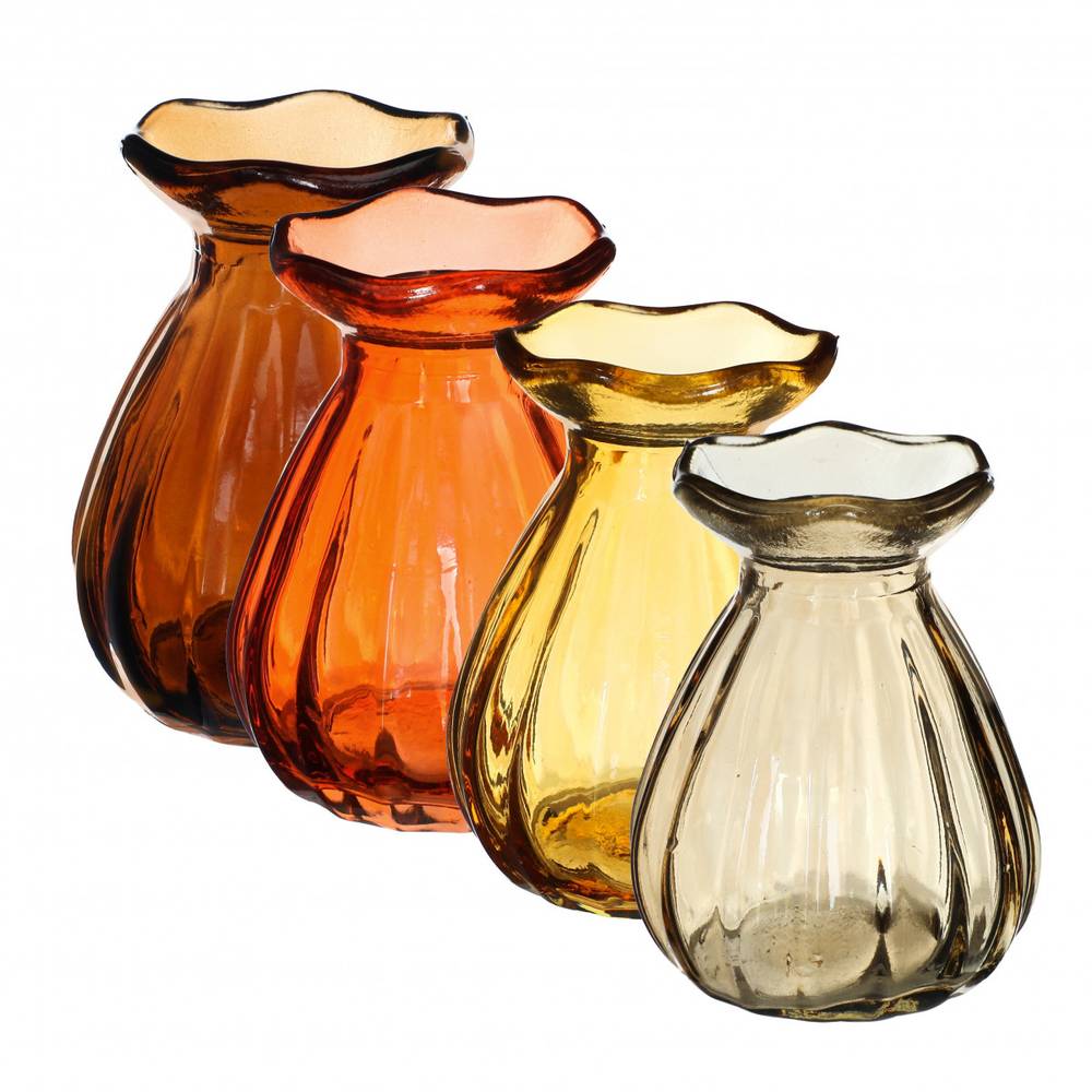 Glas Flasche Fleur orange mix D03/07cm H09cm