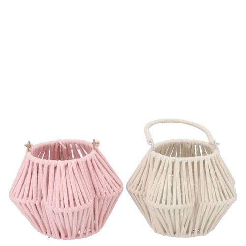 Laterne Cruz Blume mix rosa/weiss 10x16x11cm