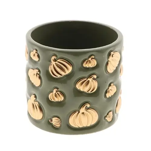 Keramik Übertopf Kürbis grün D12.5cm H13.5cm