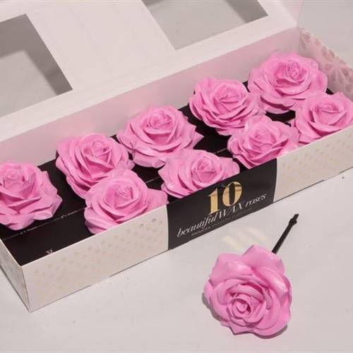 Seiden Wachs Rose rosa D12cm (440)