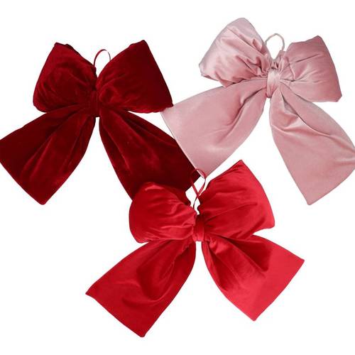 Hänger Schleife Velvet mix rot 45cm