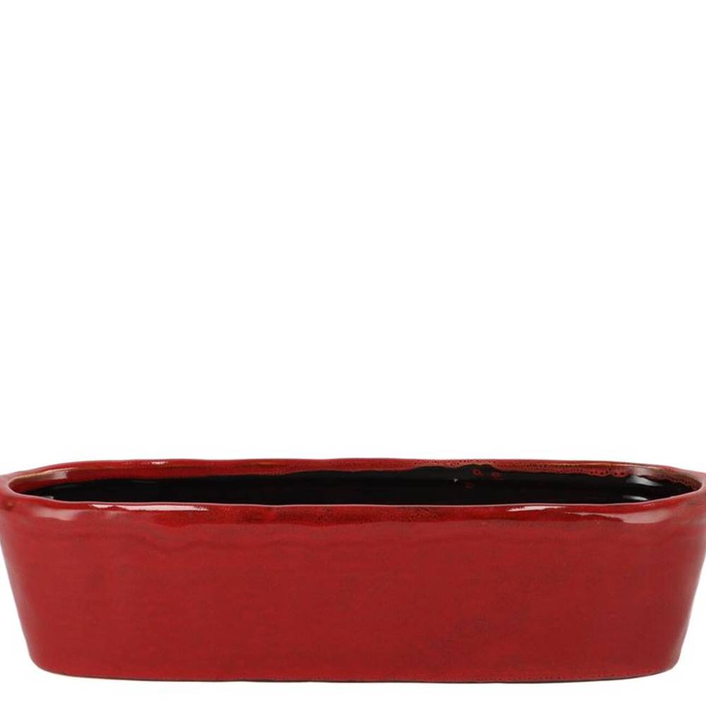 Keramik Übertopf Iron Stone rot 32x10x08cm