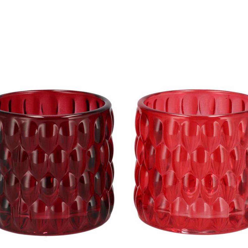Glas Teelicht Jazz Bubbles rot mix D10cm H09cm