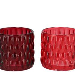 Glas Teelicht Jazz Bubbles rot mix D10cm H09cm