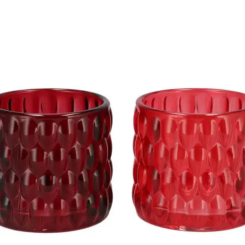 Glas Teelicht Jazz Bubbles rot mix D10cm H09cm