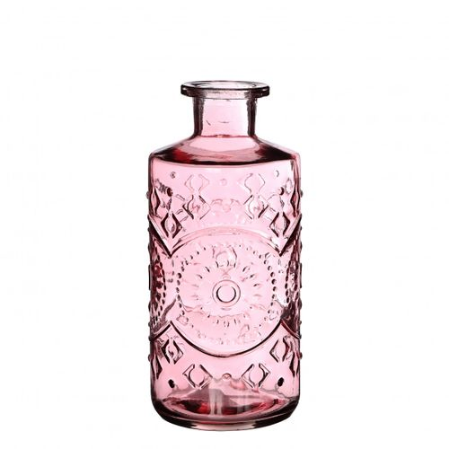 Glas Flasche Berlin rosa D09cm H21cm