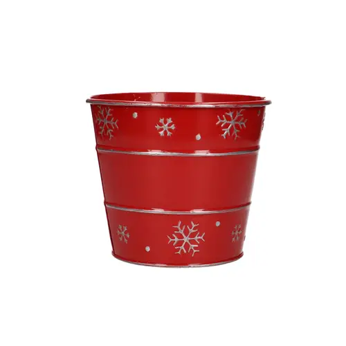 Zink Übertopf Snowflakerot D14cm H13cm
