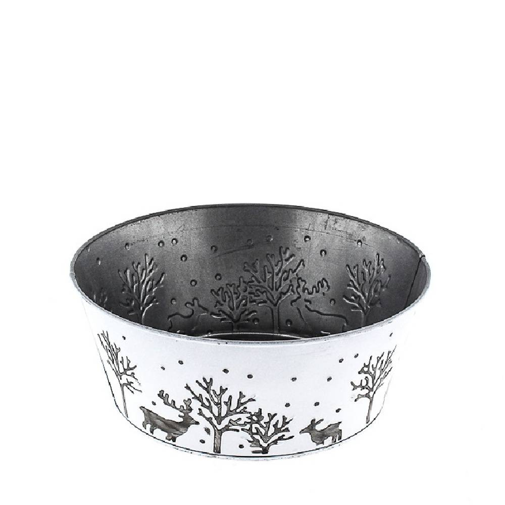 Zink Übertopf Winter weiss D22cm H11cm 