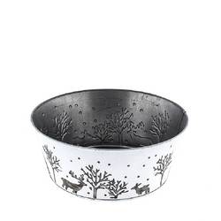 Zink Übertopf Winter weiss D22cm H11cm 