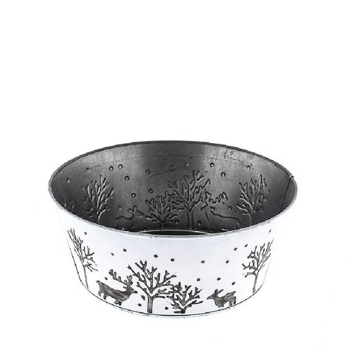 Zink Übertopf Winter weiss D22cm H11cm 