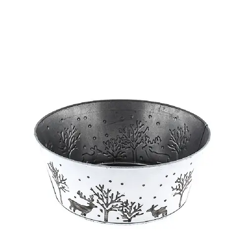 Zink Übertopf Winter weiss D22cm H11cm 