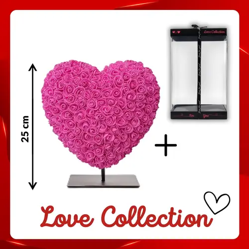 Foam Herz Rosen rosa +Standard 25cm