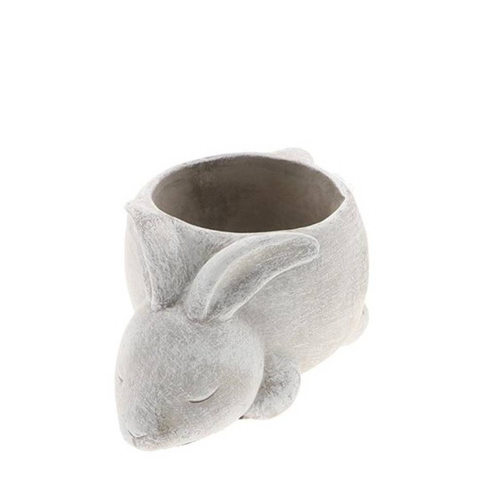 Keramik Übertopf Kaninchen grau 20x12x10cm
