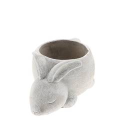 Keramik Übertopf Kaninchen grau 20x12x10cm