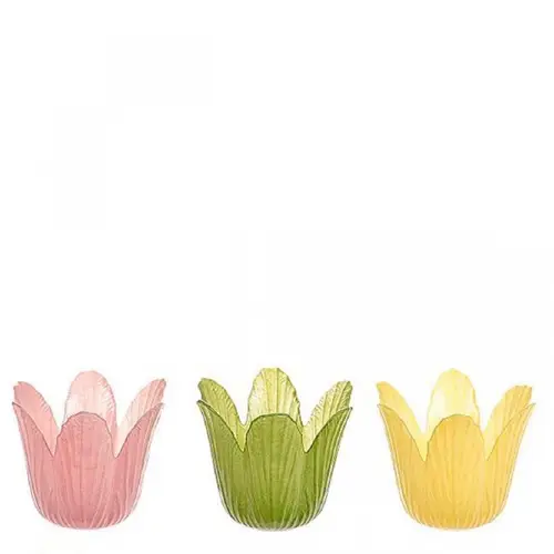 Glas Teelicht Tulpe mix D05.5cm H07.5cm