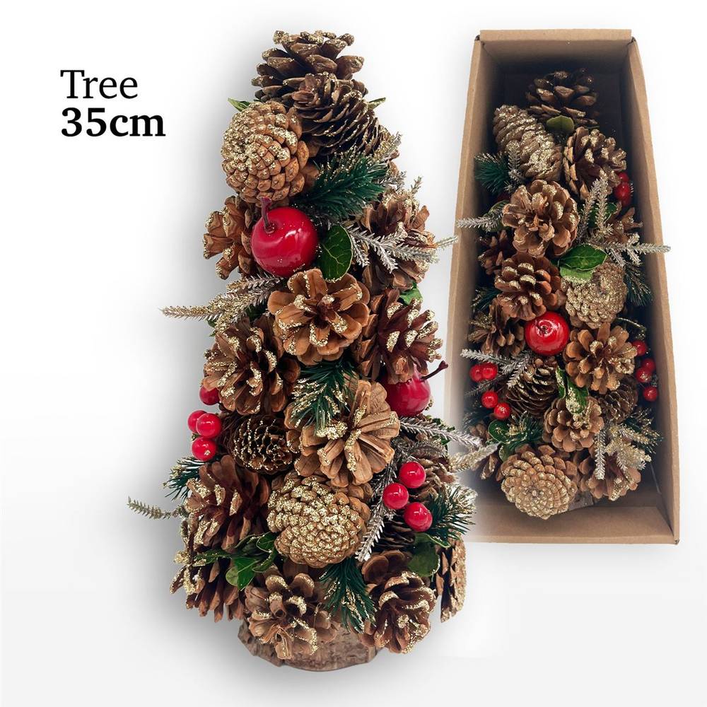 Baum Eva rot/gold H35cm