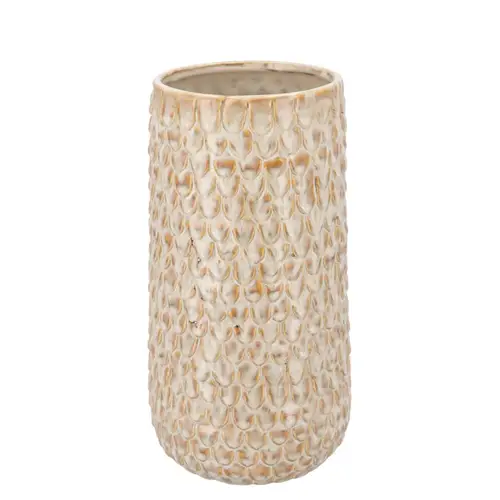 Keramik Vase Liv Structure creme 14x14x28cm