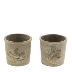 Keramik Übertopf Minka mix braun D12cm H10cm