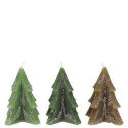 Kerze Baum mix grün D06cm H08cm