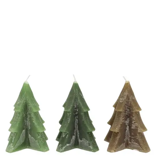 Kerze Baum mix grün D06cm H08cm