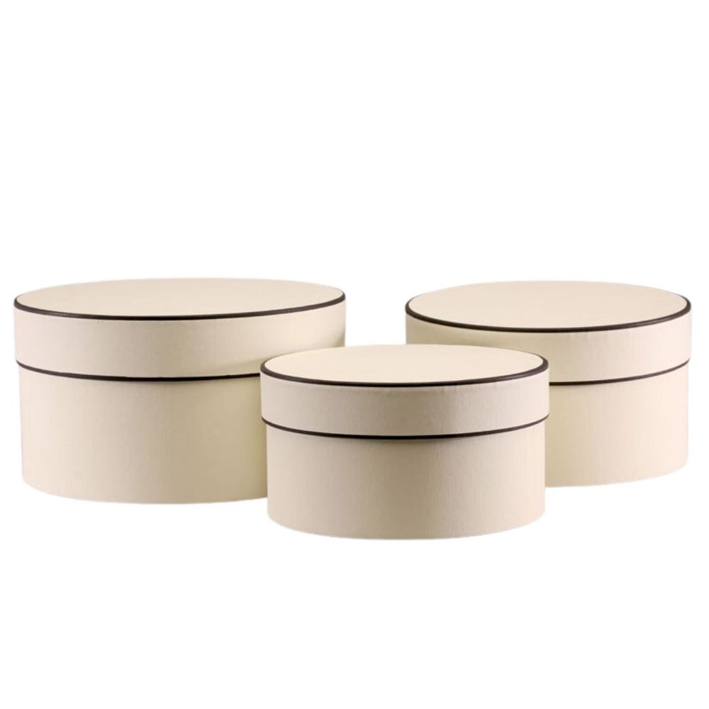 Hatbox London weiss Set von 3 D15cm H27cm