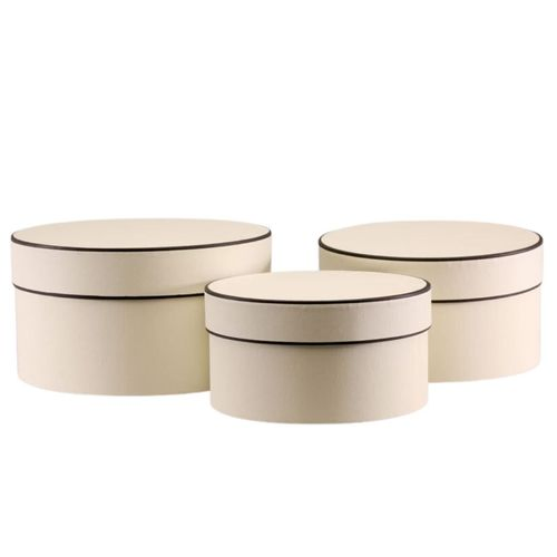 Hatbox London weiss Set von 3 D15cm H27cm