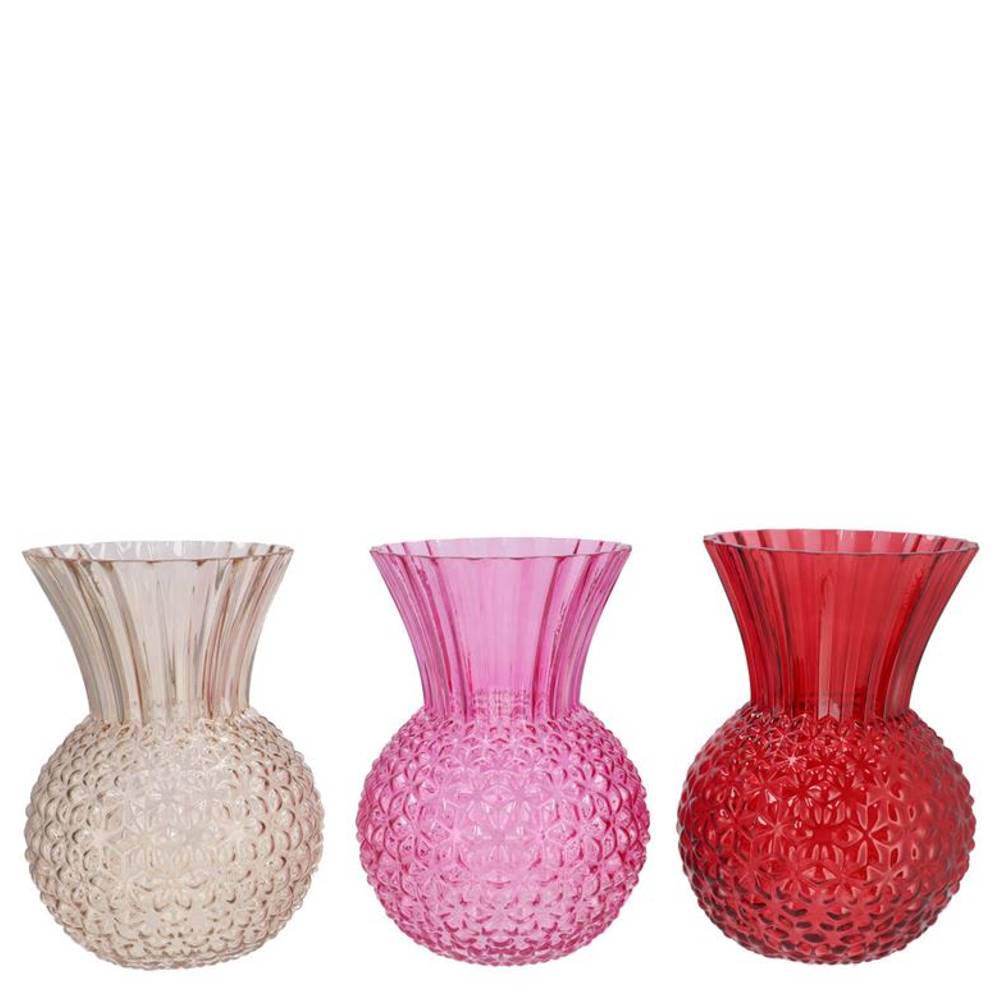 Glas Vase Senna Dutch rosa mix D13cm H18cm