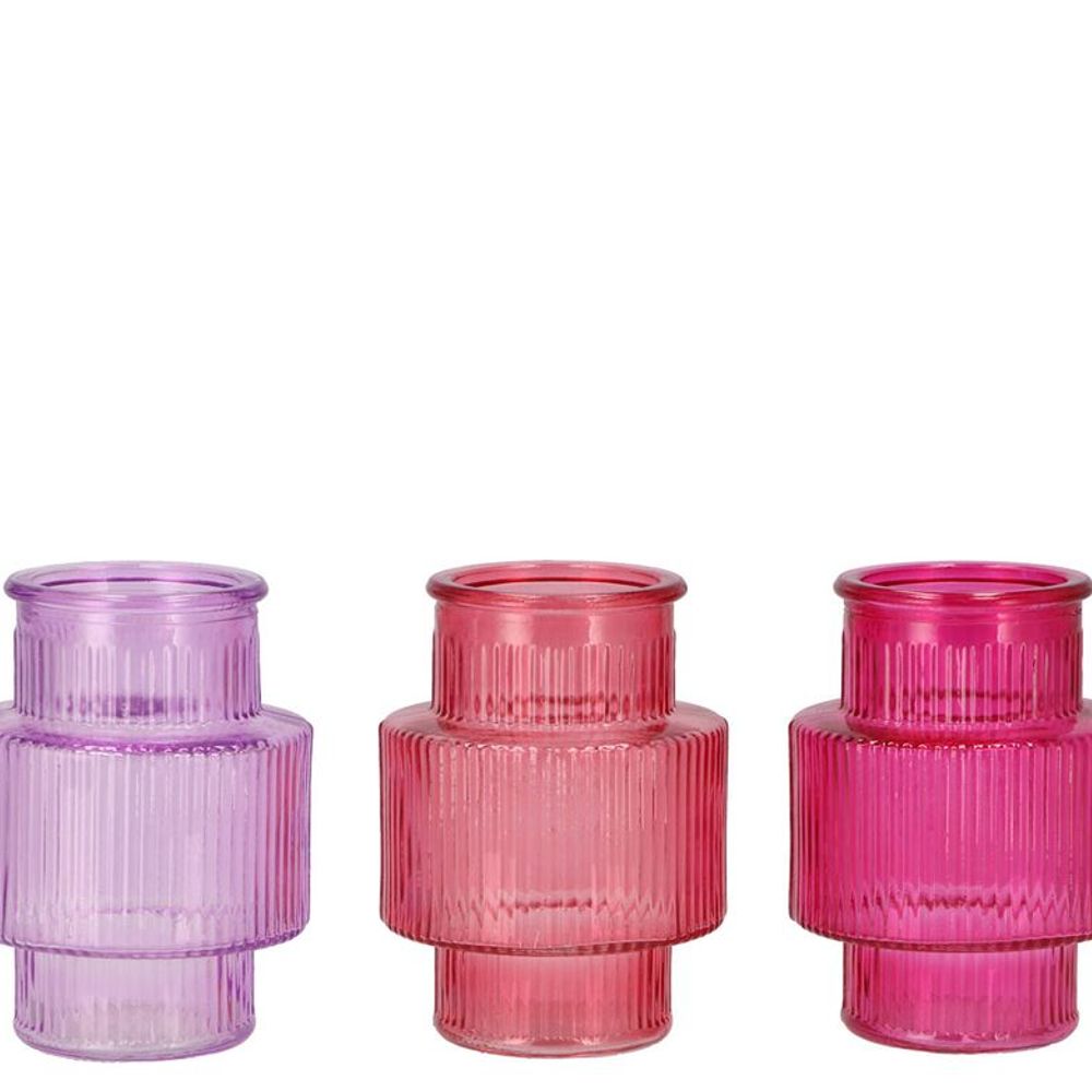 Glas Flasche Karakum Pink mix D09cm H12cm