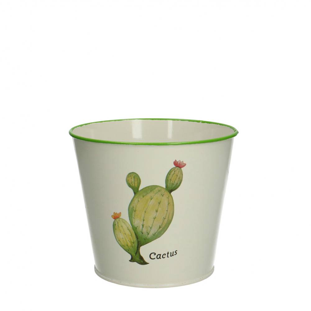 Zink Übertopf Kaktus3 grün D12.5 H11cm
