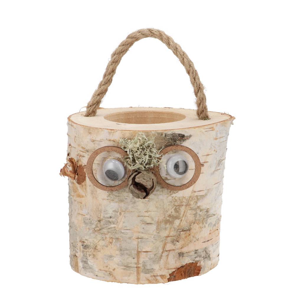 Holze Übertopf Birke Gesicht D12cm H13cm