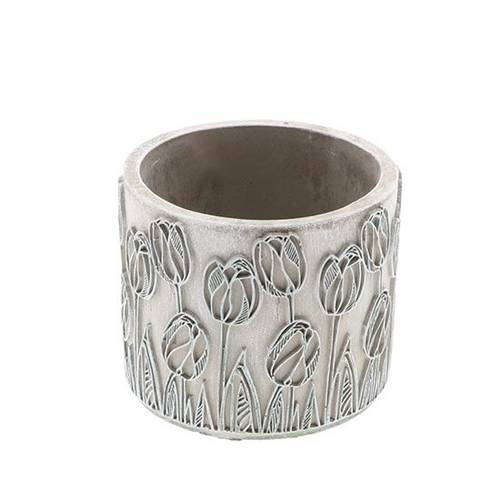 Keramik Übertopf Tulpe grau D15cm H13.5cm