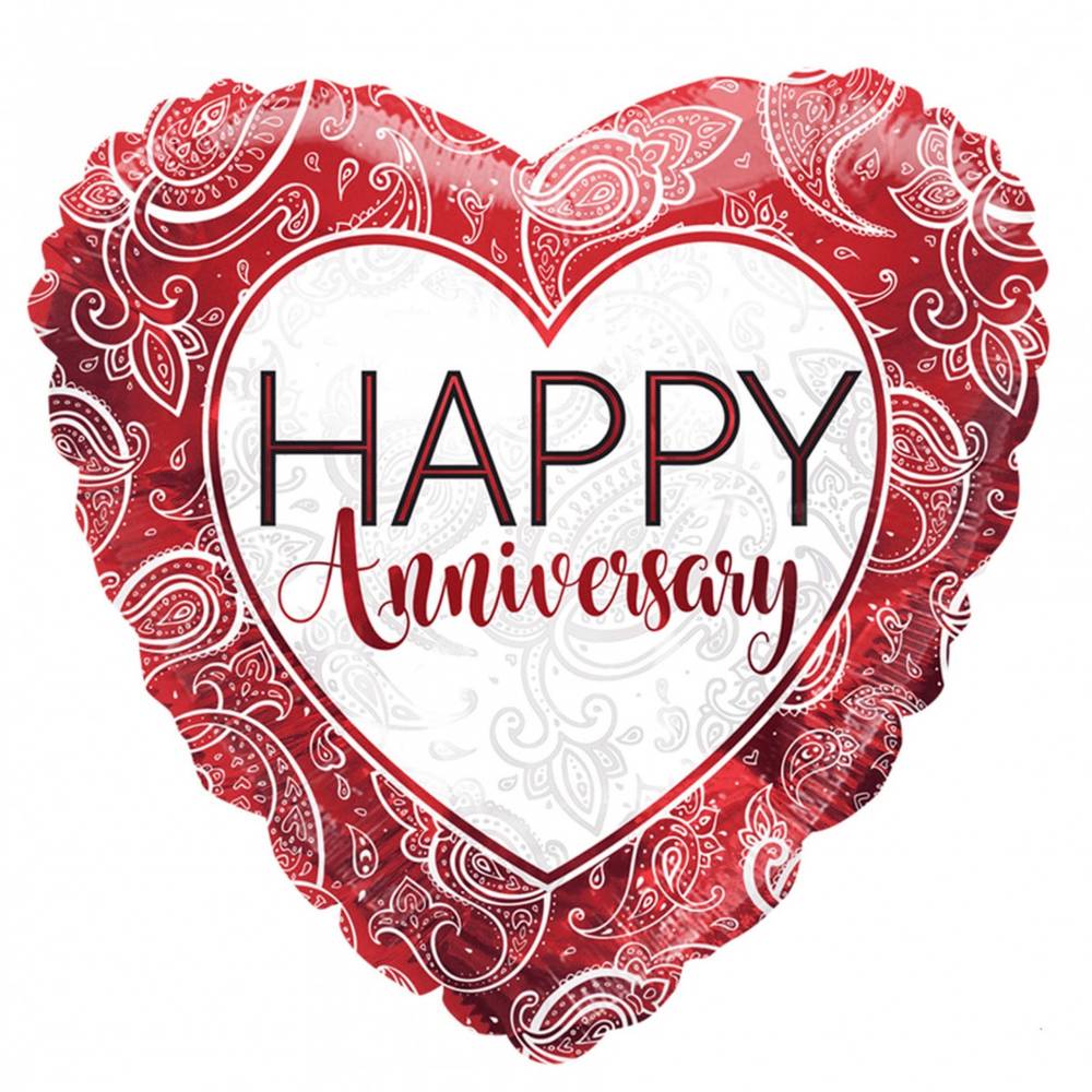 Ballon Eco Happy Anniversary Herz rot D45cm