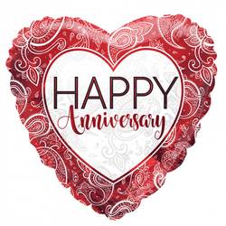 Ballon Eco Happy Anniversary Herz rot D45cm