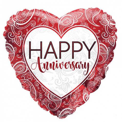 Ballon Eco Happy Anniversary Herz rot D45cm