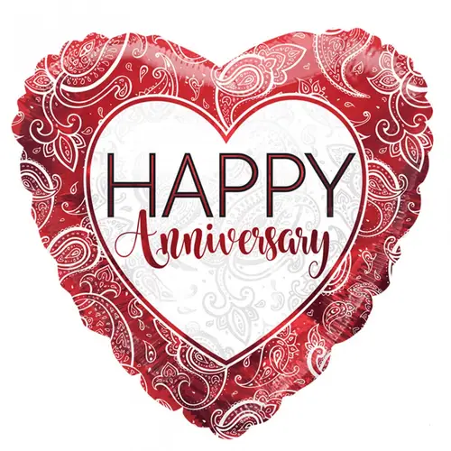 Ballon Eco Happy Anniversary Herz rot D45cm